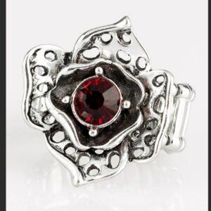 10 rings for $15 GLOWING GARDENS Red Silver Tone NEW Paparazzi Ring
